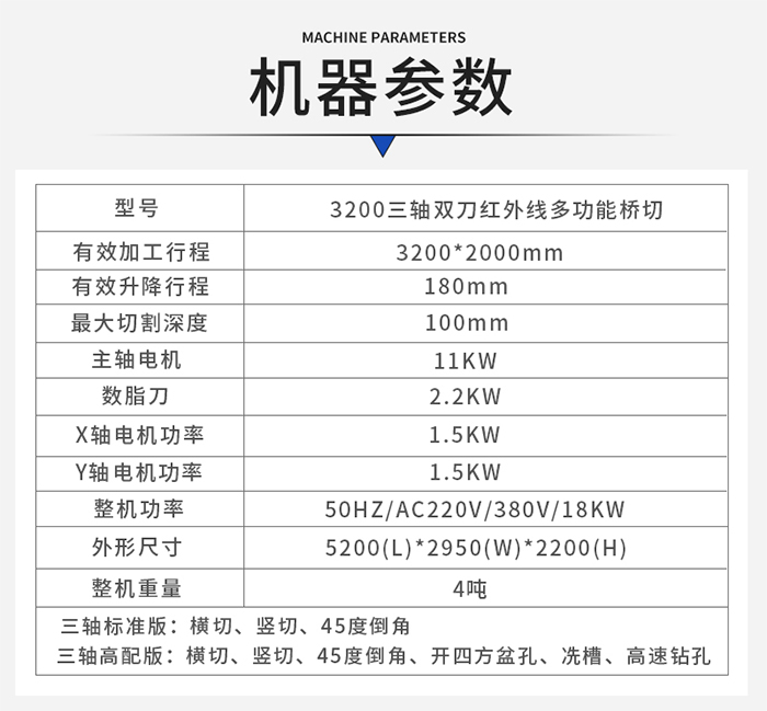 3200紅外線巖板橋切機(jī)參數(shù)