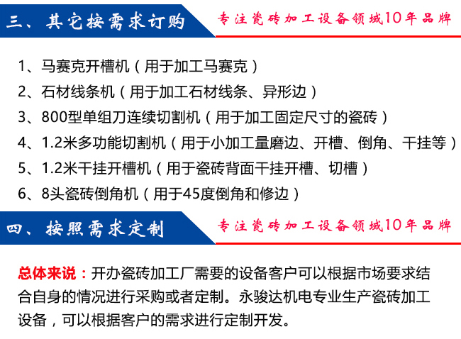 新開辦瓷磚加工廠需要哪些設備？